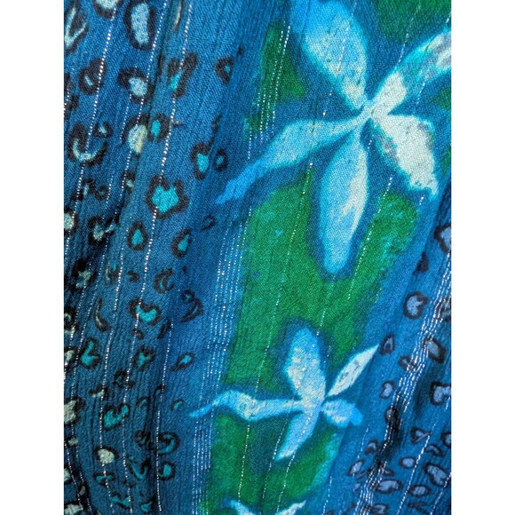 Blue Green Tropical Dress: Lightweight Gauzy Dress Size XL - Picture 8 of 8